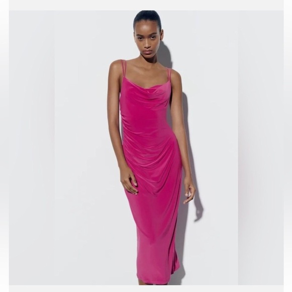 Zara Dresses & Skirts - Zara Fuchsia Bodycon Midi Dress